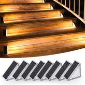 Resim ® 8 Adet Üçgen Güneş Enerjisi ile Şarj Olan Dış Mekan Solar Basamak Köşe Lambası 