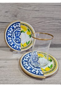 Resim Fermato 12 Parça 6 Kişilik Çay Seti Takımı Lemone Serisi Renkli 