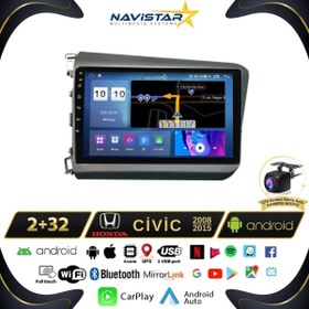 Resim Navistar Honda Civic 2008-2015 Model 2gb 64gb Android 13 Kablosuz Carplay Navigasyon Multimedya Sistemi 