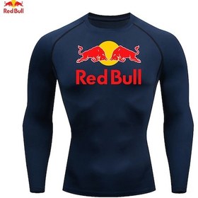 Resim Red Bull Erkekler Kısa Kollu Sıkıştırma Spor Tişört Koşu Rashguard Jiu Jitsu Üstlerigümüş Gümüş 