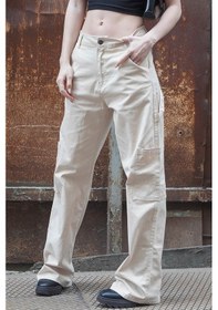 Resim Madmext Bej Straight Fit Kargo Pantolon Mg1601-bej Bej 