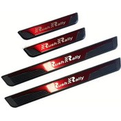 Resim Honeybeeshop Rush Rally Harf Plastik Taban Kırmızı 4 Parça Set Kapı Eşiği Koruma Çizilmeye Dayanıklı 