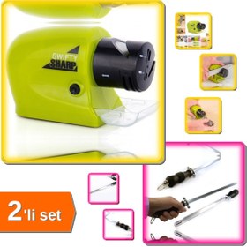 Resim HerEveOyuncak Çok Amaçlı Pilli Bileme Makinesi + Profesyonel Masat Bıçak Bileyici 30 CM - 2li Set M9U4P0 
