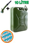 Resim NZB Metal Benzin Bidonu 20 Litre Akaryakıt Mazot Sıvı Taşıma Doldurma Depolama Bidonu + Aktarma Borusu 
