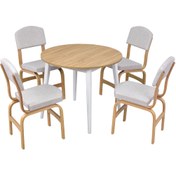Resim VİLİNZE Ege Sandalye Avanos Mdf Yuvarlak Ahşap Mutfak Masası Takımı - 90x90 Cm 