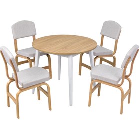 Resim VİLİNZE Ege Sandalye Avanos Mdf Yuvarlak Ahşap Mutfak Masası Takımı - 90x90 Cm 