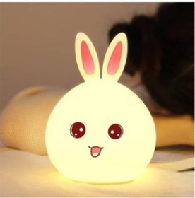 Resim Sevimli Tavşan Tasarımlı Gece Lambası Renkli 