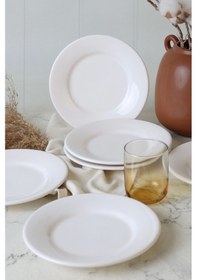 Resim Keramika Beyaz Linda Pasta Tabağı 19 Cm 6 Adet 006 Beyaz 