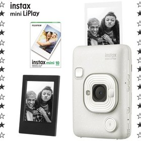 Resim Instax Mini Liplay Hybrid Misty Fotoğraf Makinesi + 10'lu Mini Film + Çerçeve Set 