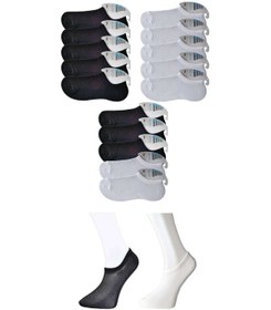 Resim Siyah Ve Beyaz Erkek Görünmez Çorap 15 Çift Çok Renkli 