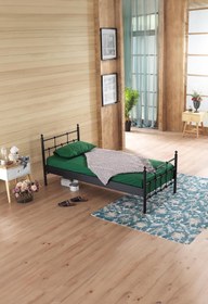 Resim Unimet Lalas Tek Kişilik Ferforje Metal Karyola-siyah (AHŞAP LATALI) 