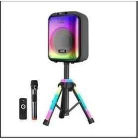 Resim Tastech Mikrofonlu Bluetooth Hoparlör LED Işıklı Taşınabilir Şarjlı Ses Sistemi Tf Kart USB Fm Radyo 1600W 