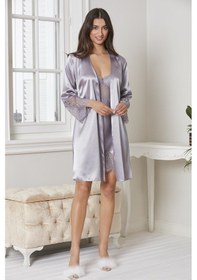 Resim Pierre Cardin Saten Gecelik Sabahlık Pijama Takım Şort Takım 6'lı Gelin Çeyiz Seti - 6015 001 