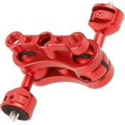 Resim Yükseltme Kırmızı A-yükseltilmiş Mafsallı Sihirli Kol Çift 1/4 "bilyalı Kafa Adaptörü Yengeç Kelepçesi 3/8" Montaj Işık Alanı Monitörlü Kamera Stand Braketi 