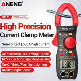 Resim ANENG ST170 Dijital Kelepçe Ölçer 500A AC Akım Multimetre 1999 Sayım AC/DC Voltaj Test Cihazı Hz Kapasitans NCV Ohm Diyot Test 