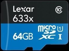 Resim Lexar 64GB 633x MicroSDHC Hafıza Kartı 