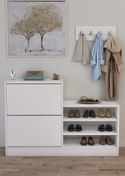 Resim Moonlife Anatolia 2 Kapak Kayar Raflı Ayakkabılık Beyaz 