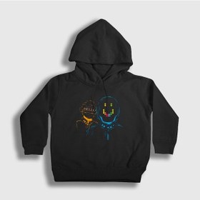 Resim Presmono Unisex Çocuk Hello Daft Punk Kapüşonlu Sweatshirt Siyah 