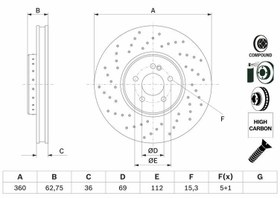 Resim BOSCH 0986479G38 | Fren Diski Ön W205 15-18 W213 16-C257 17-C238 17-X253 15-C253 16-| 2 Adet 