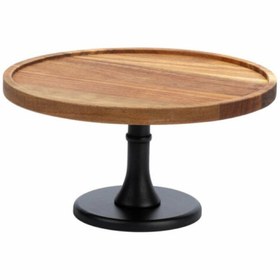 Resim WISEM Doğal Akasya Ahşap Yuvarlak Ayaklı Sunum Standı Pasta Kek Standı 