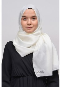 Resim Altobeh Kadın Düz Renk Pırıltı Simli Tesettür Shawl Parlak Abiye Şal - Ekru 