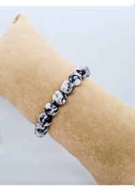 Resim Gümüştel El Sanatları Sertifikalı Jasper Doğal Taş Bileklik 10mm Çok Renkli 
