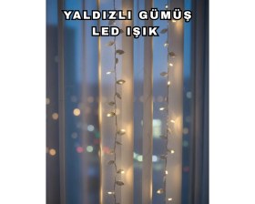 Resim Belle Fusion Mey Ithalat® Gümüş Yaprak Tasarımlı LED Işık Pilli Ev ve Vitrin Dekoru 