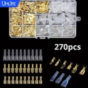 Resim UMLIFE 270 Parça Yalıtımlı Erkek Dişi Kablo Bağlantı Elemanı 2.8/4.8/6.3mm Elektrik Sıkma Terminalleri, Hızlı Ek Bağlantı Kablo Bağlantı Elemanı Sıkma Terminali Elektrik Kablolama Araba Ses Sistemi Hoparlör İçin 
