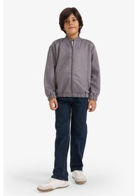 Resim Defacto Erkek Çocuk Kolej Yaka Fermuarlı Bomber Ceket G3873a825wngr2 Gri-gr2 