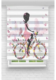 Resim Perdecizade Enxboy Siyah Bisikletli Kız Dijital Baskılı Zebra Perde-cocuk Odası-stor Perde Pz-701 Renkli 