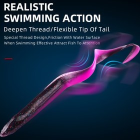 Resim 3 adet 19.99cm Gerçekçi Yüzme Eylemi Derin Düğüm ve Esnek Kuyruk ile Yumuşak Yem - Tatlı Su Balığı, Karıkuyruğu ve Örgeli Balıkçılık için Titreşen Yem, Titreşen Yem | Gerçekçi Yüzme Eylemi | Silikon Yem, Balıkçılık Yem 