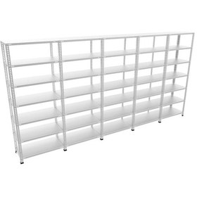 Resim Raf Burada 7 Katlı 5'li Galvaniz Çelik Raf - Depo, Arşiv, Kiler, Dosya, Market Rafı-31x93x250 cm- 0.70 mm 