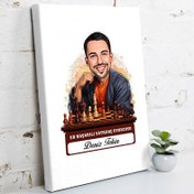 Resim Karikatürlü Erkek Satranç Oyuncusu Kanvas Tablo 