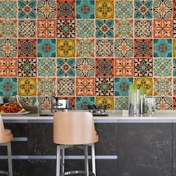 Resim 1 Rulo Talavera Tarzı Arka Plan Stickerları - Su Geçirmez & Yağya Dayanıklı Vinil Çıkartmalar, Kalınlaştırılmış Mat Bitişli Mutfak Banyo Merdiven Dekoru, Kendinden Yapışkanlı Çok Yüzeyli Fayans ve Ahşap Süslemesi (19.99x100.0 cm), Geometrik Desenler, Kolay Uygulama, Dekoratif Çıkartmalar, Ev Dekorasyonu 