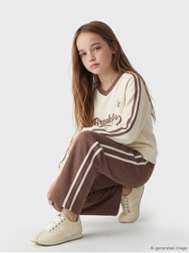 Resim LC Waikiki Ekru Brooklyn Baskılı Kız Çocuk Sweatshirt ve Eşofman Altı 