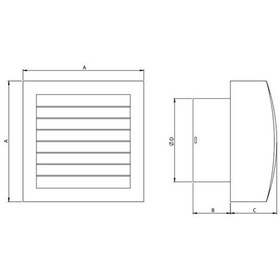Resim Bahçıvan 22.9x22.9 CM EC 1530E 2250 D/D 220/230 V Otomatik Panjurlu Tuvalet Banyo ve Mutfak Aspiratörü 
