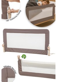 Resim Wellgro Premium 150x65 Cm Deri Kılıflı Yatak Bariyeri, Katlanır Yatak Korkuluğu, Kahve 