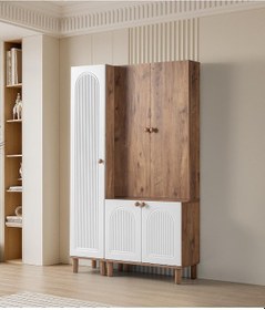 Resim Bohem Çiğdem 3 Lü Portmanto Ayakkabılık 120x38x200 Beyaz 