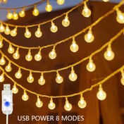 Resim 1 adet USB-Powered Plastik Kristal Toplu Işıklar ile 8 Aydınlatma Modu - Yatak Odası için Klasik İç Mekan Dekoru, Düğünler, Partiler ve Tatiller için Duvar Dekoru (Sonbahar, Sevgililer Günü, Ramazan, Kurban Bayramı) 