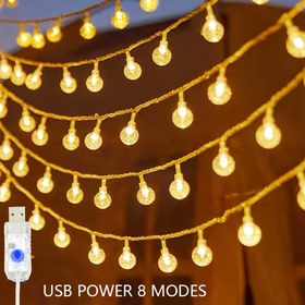 Resim 1 adet USB-Powered Plastik Kristal Toplu Işıklar ile 8 Aydınlatma Modu - Yatak Odası için Klasik İç Mekan Dekoru, Düğünler, Partiler ve Tatiller için Duvar Dekoru (Sonbahar, Sevgililer Günü, Ramazan, Kurban Bayramı) 