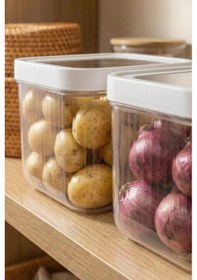 Resim 2'li 12 Lt Multibox Beyaz Kayar Kapaklı Saklama Kabı &amp Erzak Kabı &amp Patates Soğan Kovası 