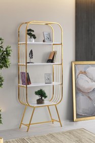 Resim Levent Mobilya MEK 4 Raflı Gold Metal Kitaplık 70cm 