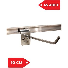 Resim 10 Cm 45 Adet Kanallı Pano Kancası Raf Askısı Galvaniz 