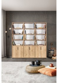 Resim 8302 Evm Kitaplık , 6 Kapaklı , 18 Bölmeli , 15 Raflı , Safir , Ofis , Çalışma Odası Safir 