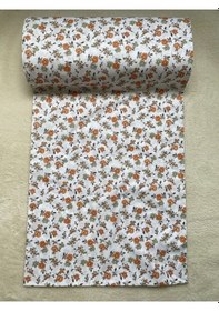 Resim Vera Çiçek Desenli %100 Pamuk Turuncu Nevresimlik Çarşaflık Yastıklık Metrelik Kumaş 100-240 Cm Turuncu 