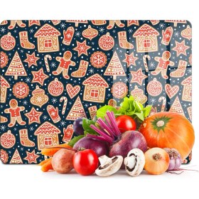Resim Decovetro Cam Kesme Tahtası ve Sunumluk Yılbaşı Kurabiye Desenli 30X40 cm 