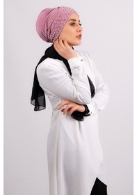 Resim Hürrem Bone Gül Kurusu Pratik Hazır Geçmeli Tesettür Bone Sandy Kumaş Taşlı 1 Gülkurusu 