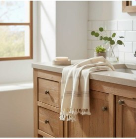 Resim Pamuk , Yumuşak , Lüks Banyo Havlusu Peştamal 100 X 180 Cm - Kum Çok Renkli 