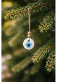 Resim Beyaz Cam Nazarlık 4 Cm Araba İçin Dikiz Aynası Ağaç Duvar Dekoru Küçük Boy Şans Süsü 