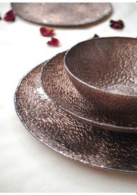 Resim 24 Parça Cam Yemek Takımı 6 Kişilik Yemek Seti-luster Kahve 